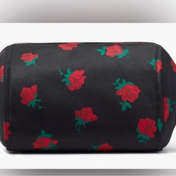 NWT Kate Spade Chelsea Rose Toss Printed Black cosmetic Bag - Picture 9 of 12